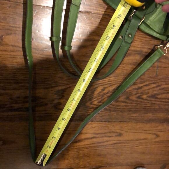 MICHAEL KORS Gansevoort Green Leather Crossbody Handbag Tote W Gold Accents - Picture 12 of 16